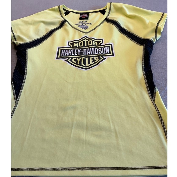 Harley-Davidson Tops - Harley Davidson Performance Shirt Neon Yellow Embroidered Logo Women Medium Iowa
